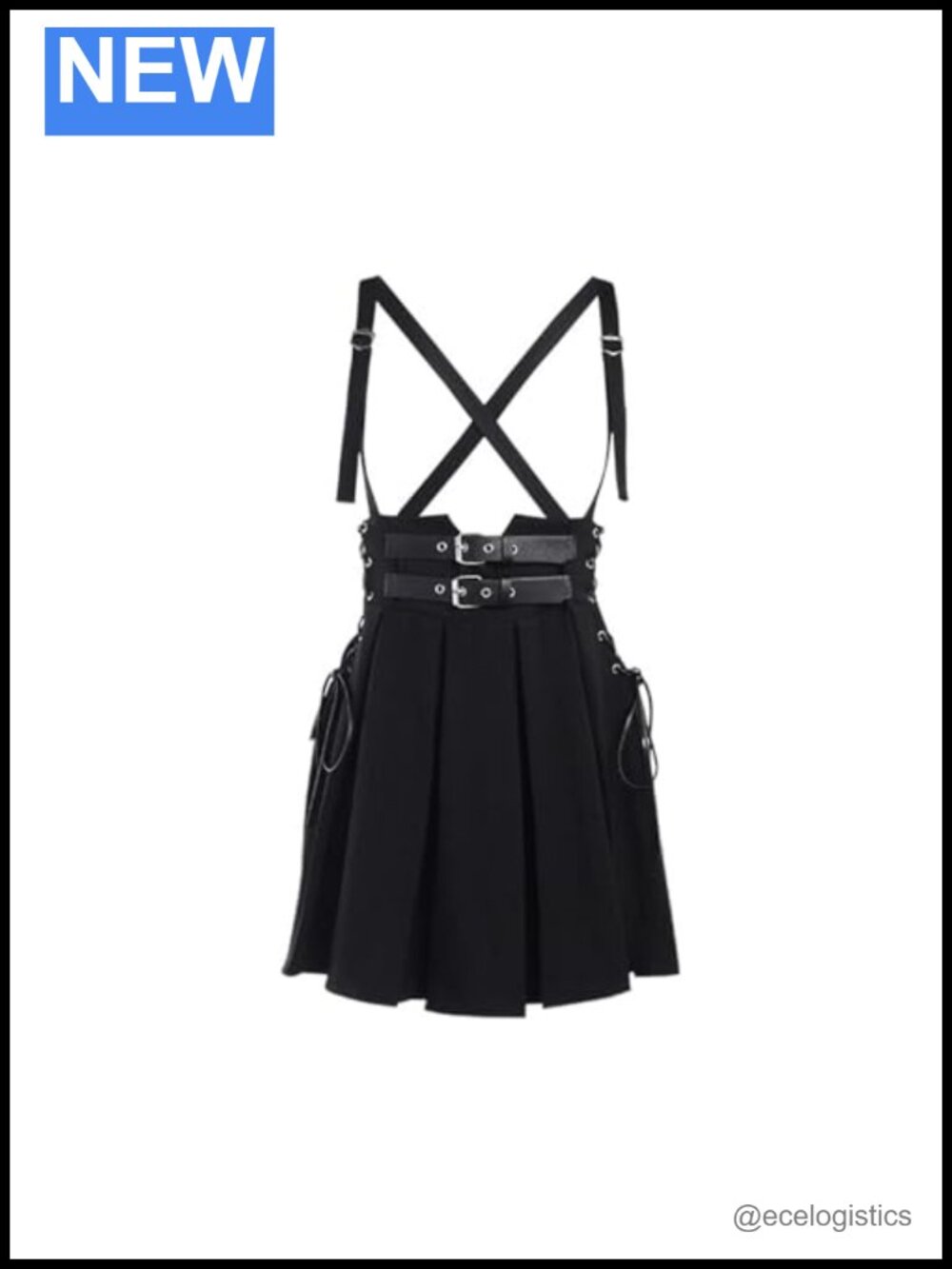 Women Punk Suspender Buckle Mini Skirt Lace Up Y2K Preppy Cheer Skirt